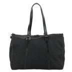 FENDI Zucchino Canvas Boston Bag Silver Black109161