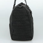 FENDI Zucchino Canvas Boston Bag Silver Black109161
