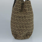 FENDI Zucchino Canvas Tote Bag Beige Brown Silver109192