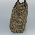 FENDI Zucchino Canvas Tote Bag Beige Brown Silver109192