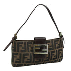 FENDI Zucca Canvas Mamma Baguette Shoulder Bag Brown Black Silver109322