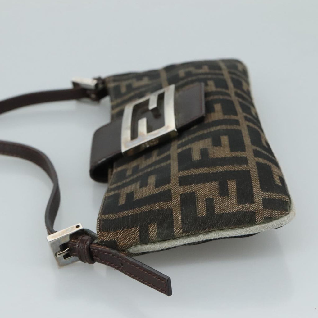 FENDI Zucca Canvas Mamma Baguette Shoulder Bag Brown Black Silver109322