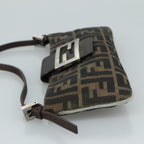 FENDI Zucca Canvas Mamma Baguette Shoulder Bag Brown Black Silver109322