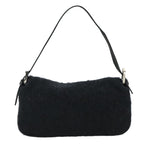 FENDI Mamma Baguette Shoulder Bag Wool Black Silver109495