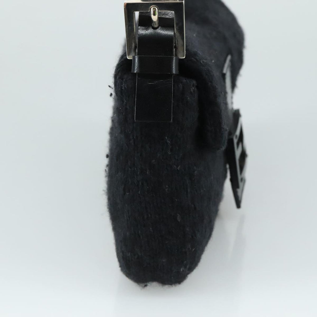 FENDI Mamma Baguette Shoulder Bag Wool Black Silver109495