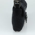 FENDI Mamma Baguette Shoulder Bag Wool Black Silver109495