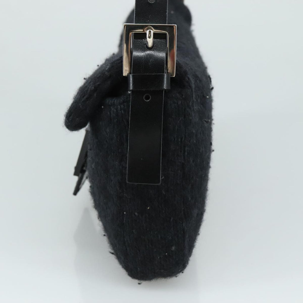 FENDI Mamma Baguette Shoulder Bag Wool Black Silver109495