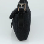 FENDI Mamma Baguette Shoulder Bag Wool Black Silver109495