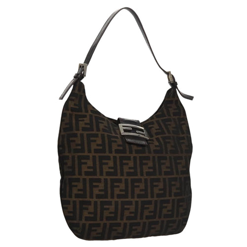 FENDI Zucca Canvas Shoulder Bag Brown Black109499