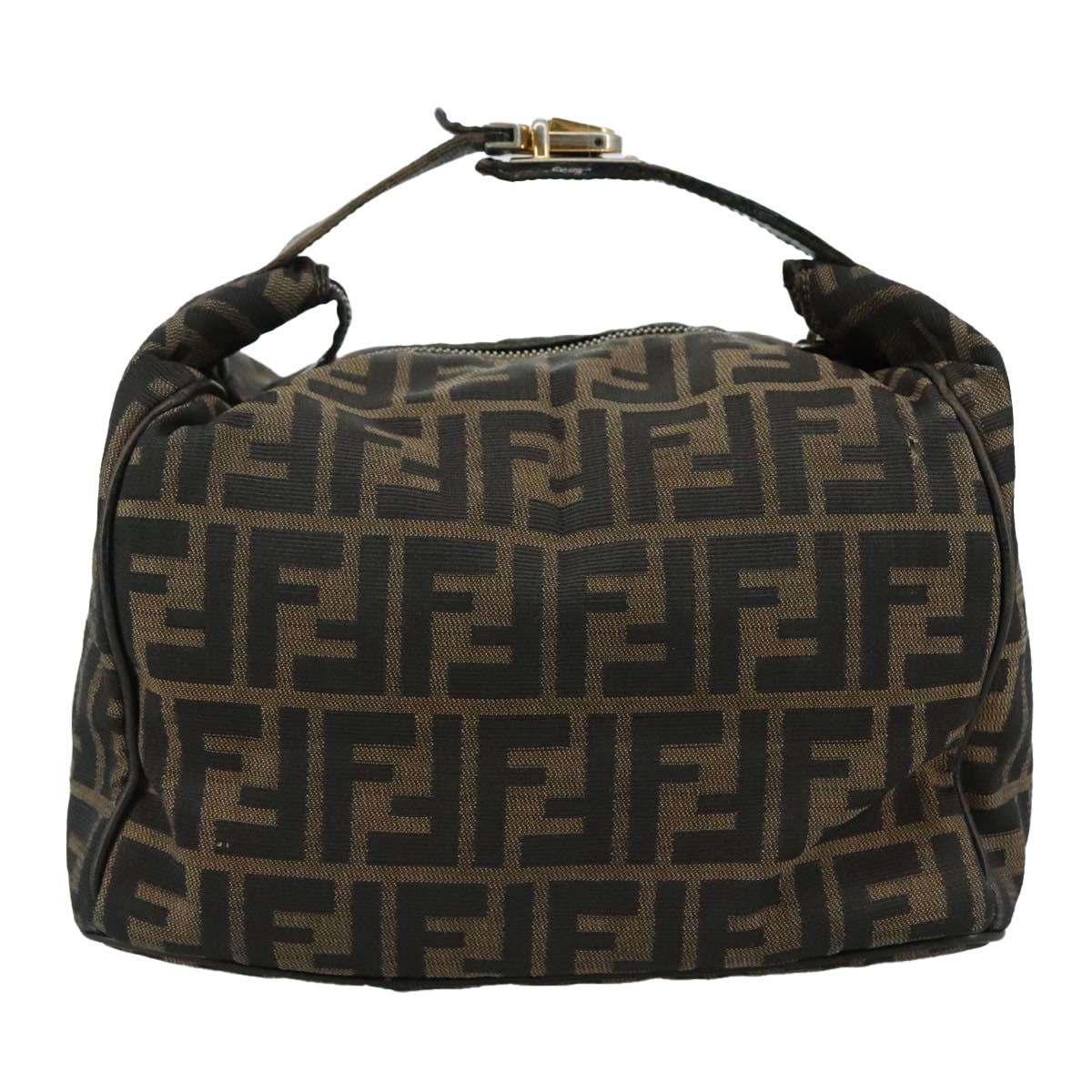 FENDI Zucca Canvas Hand Bag Brown Black109509