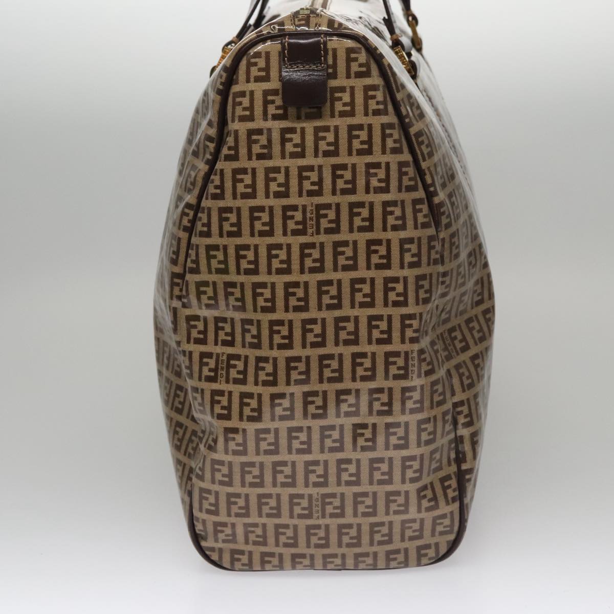 FENDI Zucchino Canvas Boston Bag Gold Beige109630