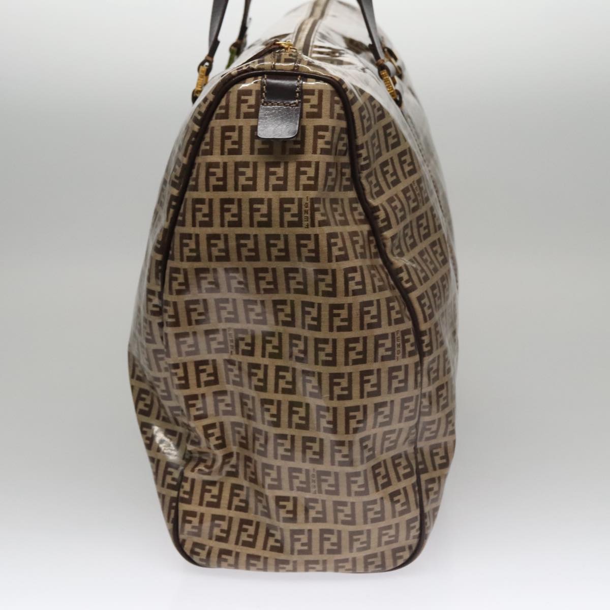 FENDI Zucchino Canvas Boston Bag Gold Beige109630