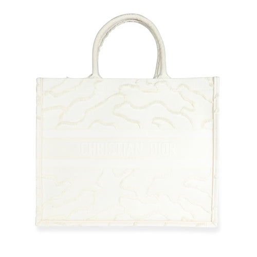 CHRISTIAN DIOR White Camouflage Embroidery Large Book Tote