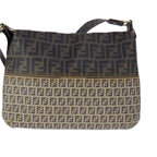 FENDI Zucca Canvas Zucchino Canvas Shoulder Bag Brown Black109820