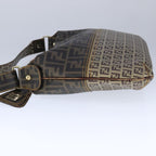 FENDI Zucca Canvas Zucchino Canvas Shoulder Bag Brown Black109820