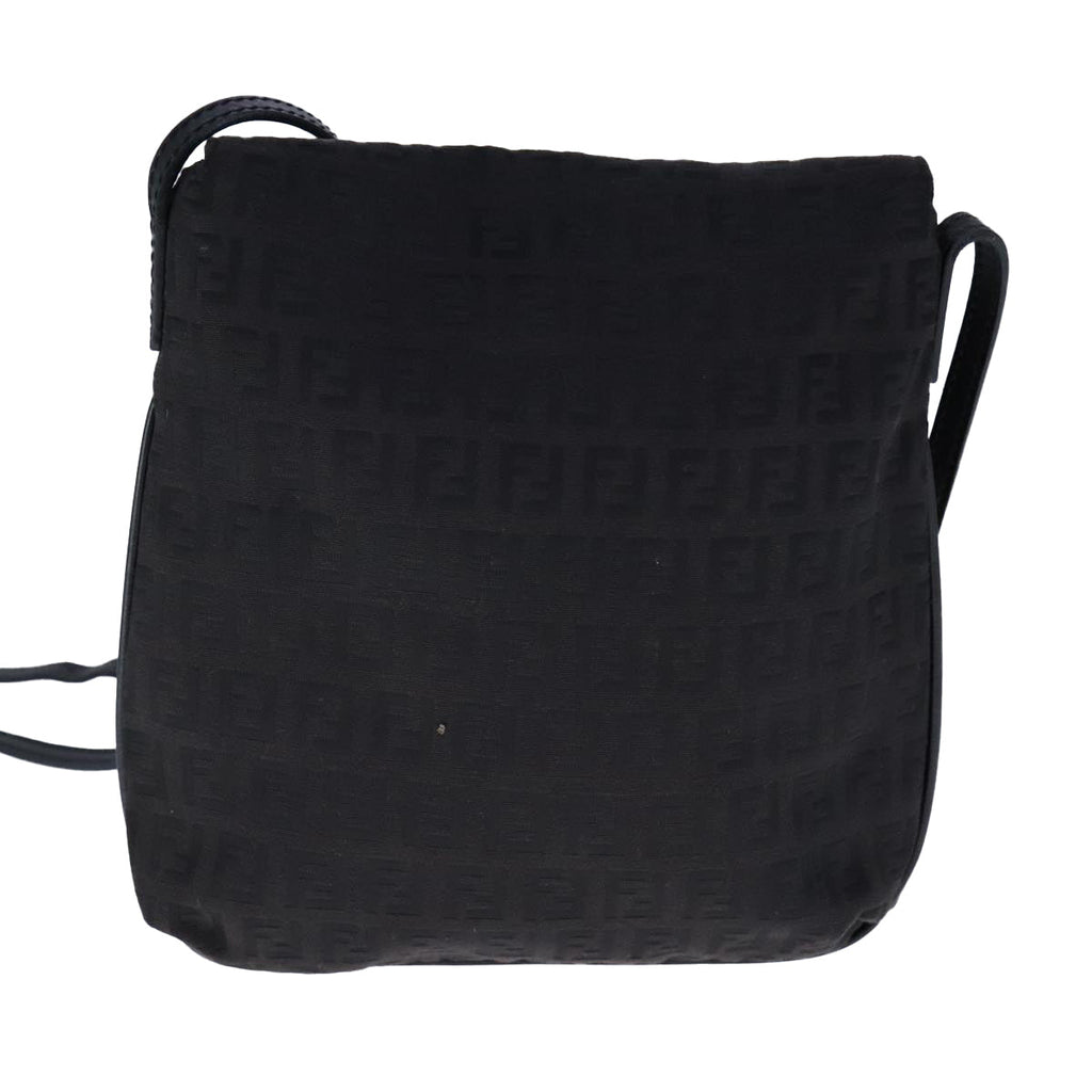 FENDI Zucchino Canvas Mamma Shoulder Bag Black109966