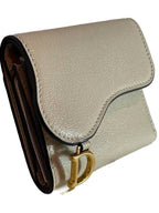 Saddle Lotus Goatskin Half Wallet Sand Dior