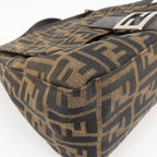 FENDI Zucca Mamma Baguette Canvas Leather Shoulder Bag 26325