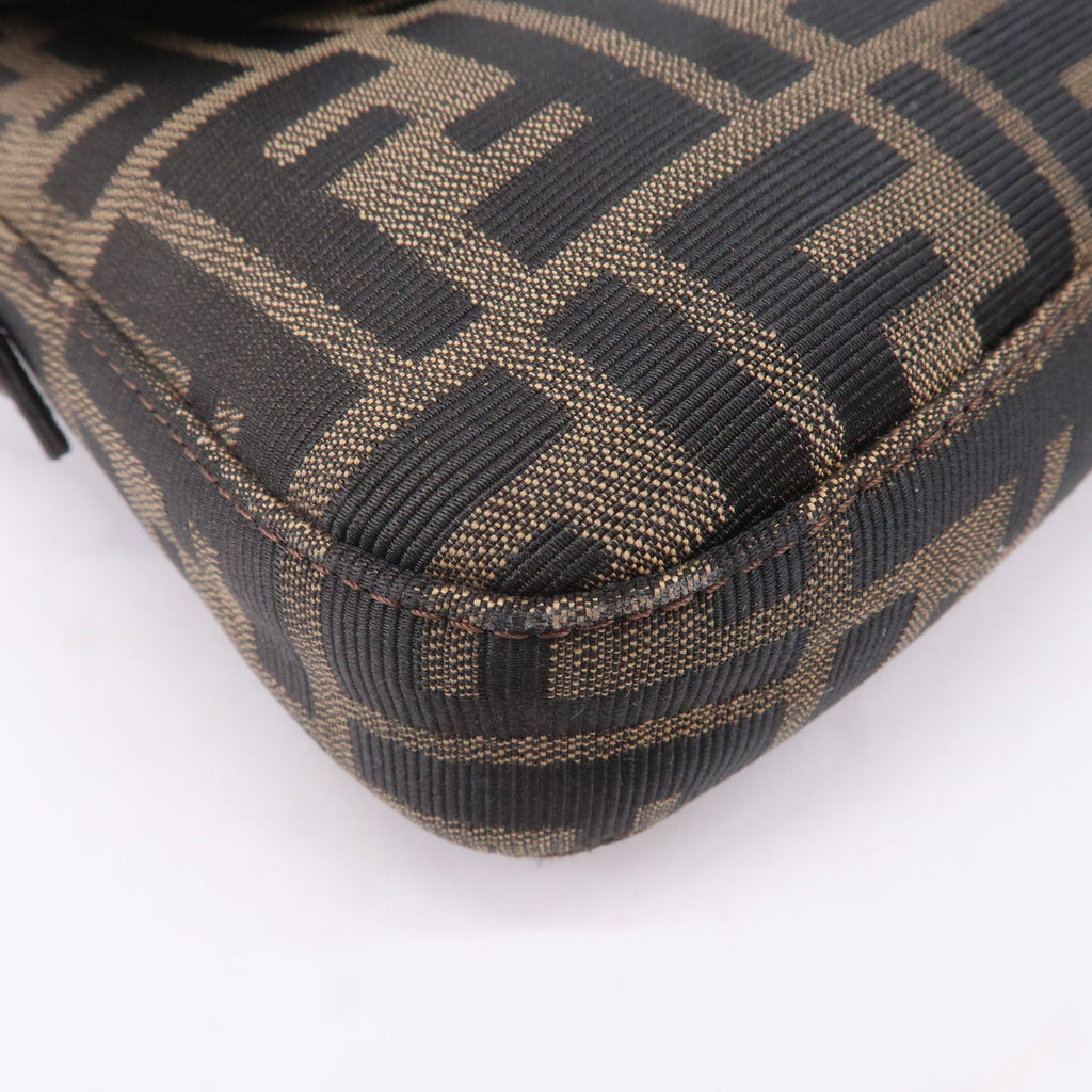 FENDI Mamma Baguette Zucca Canvas Leather Bag Brown 26424