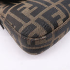 FENDI Mamma Baguette Zucca Canvas Leather Bag Brown 26424