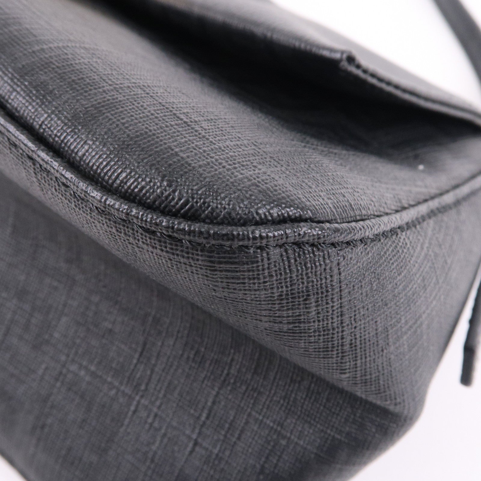 FENDI Zucchino Mamma Baguette PVC Leather Hand Bag Black 8BR180