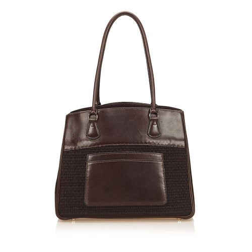 Hermes Brown Others Fabric Leather Trim Tote Bag France