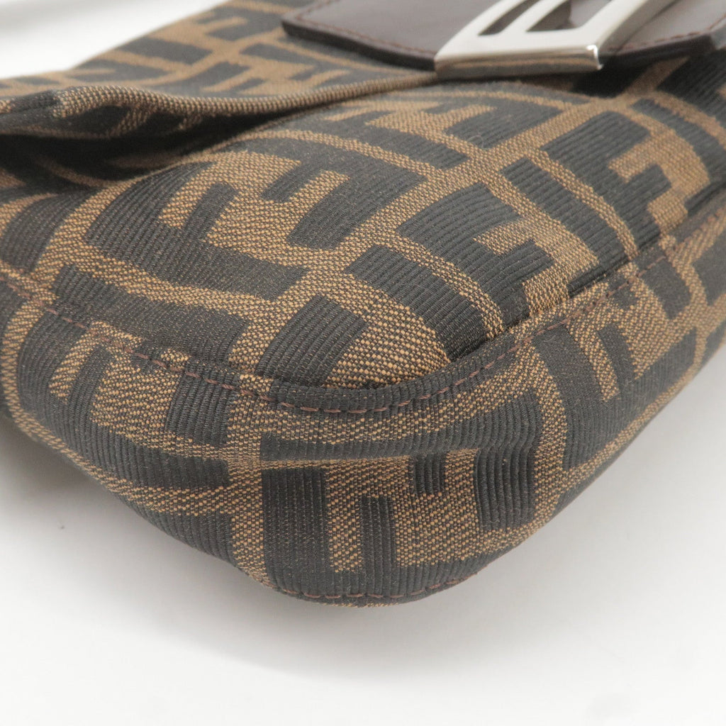 FENDI Zucca Mamma Baguette Canvas Leather Shoulder Bag 26424