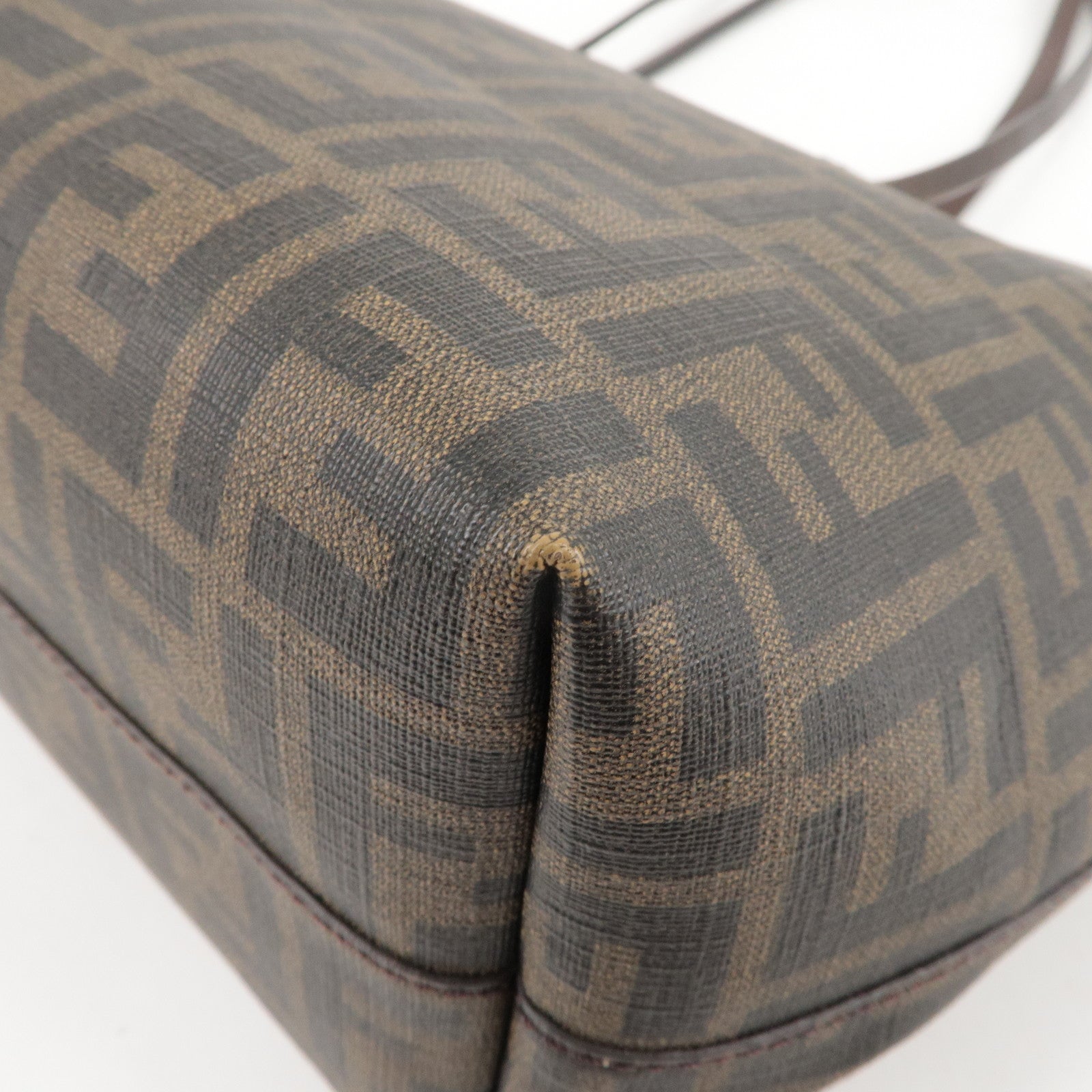 FENDI Zucca Logo Print PVC Leather Tote Bag Brown 8BH198