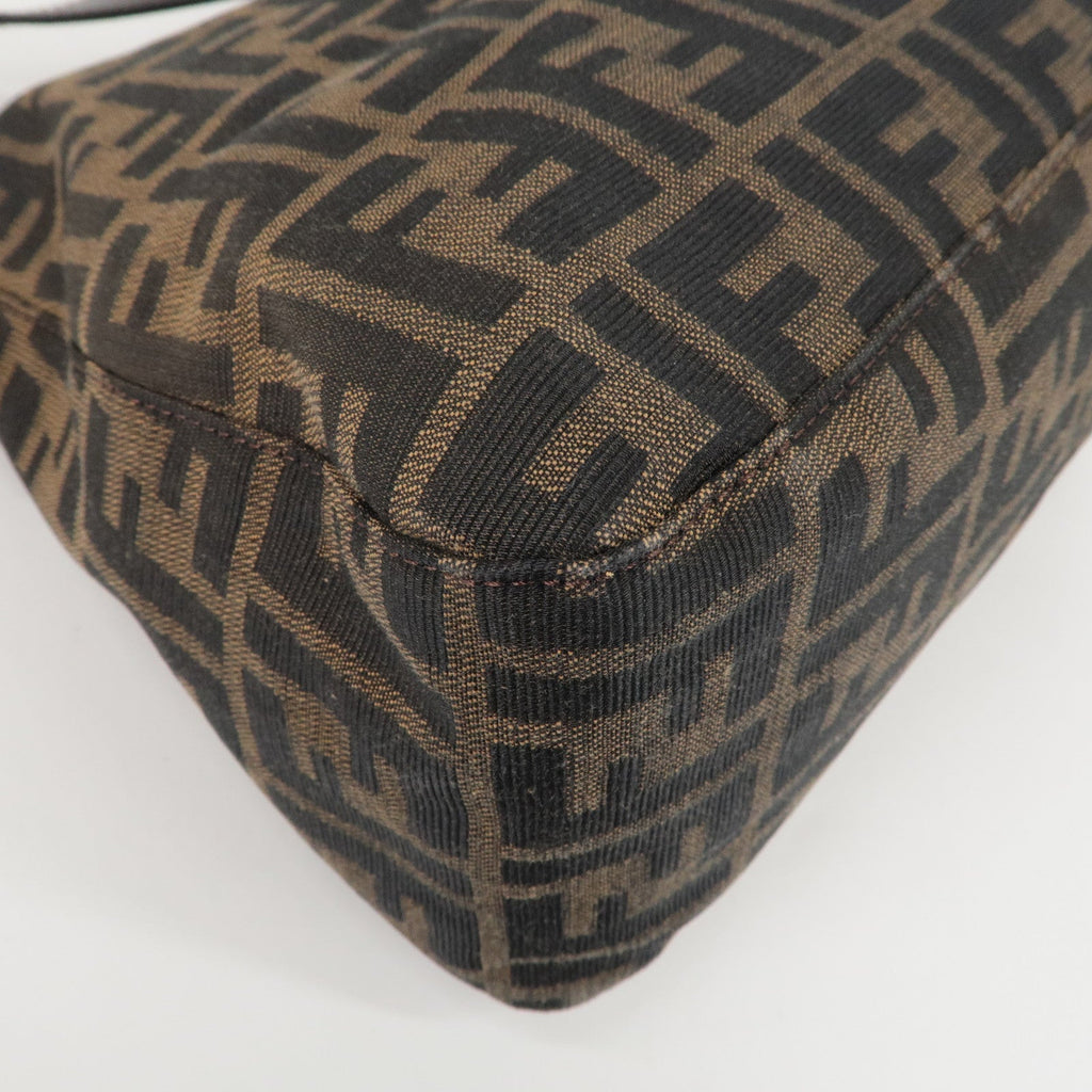 FENDI Zucchino Mamma Baguette Canvas Leather Bag Brown Black 26325