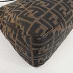 FENDI Zucchino Mamma Baguette Canvas Leather Bag Brown Black 26325