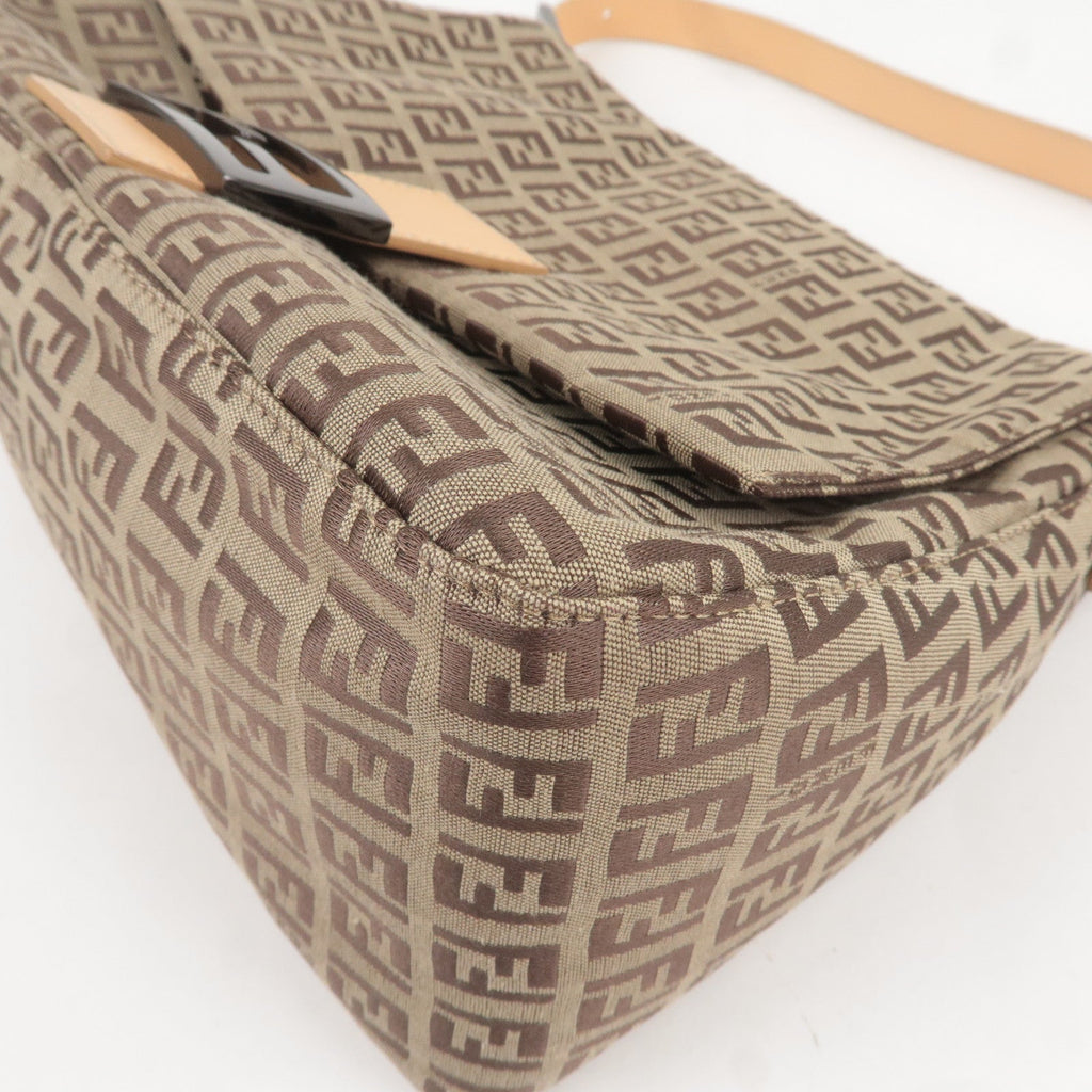 FENDI Mamma Baguette Zucchino Leather Shoulder Bag Beige 8BR001