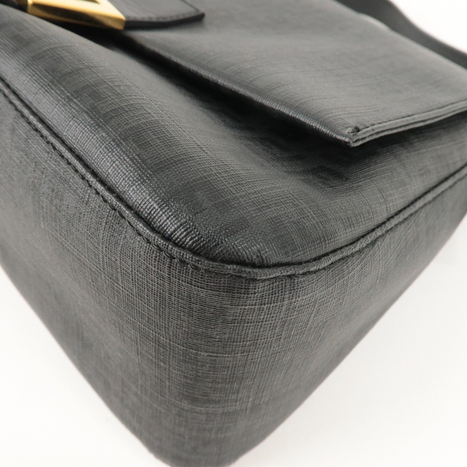 FENDI Zucchino Mamma Baguette Canvas Leather Shoulder Bag 8BR001
