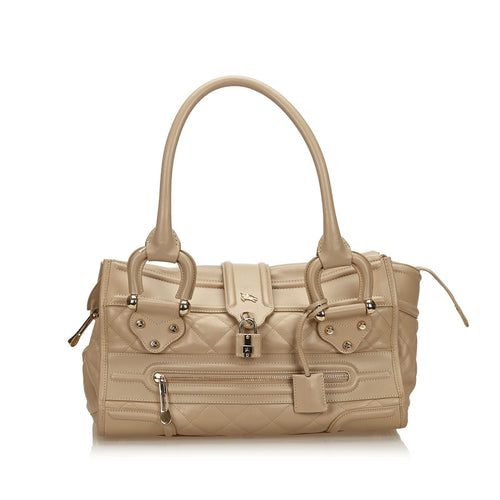 Pre-Loved Burberry Brown Beige Others Leather Boston Bag United Kingdom