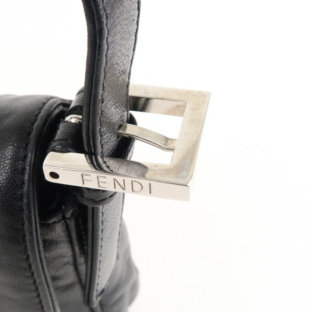 FENDI Mamma Baguette Leather Hand Bag Shoulder Bag Black Green