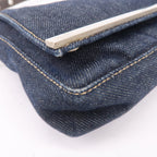 FENDI Denim Leather Shoulder Bag Hand Bag Navy Brown 26640