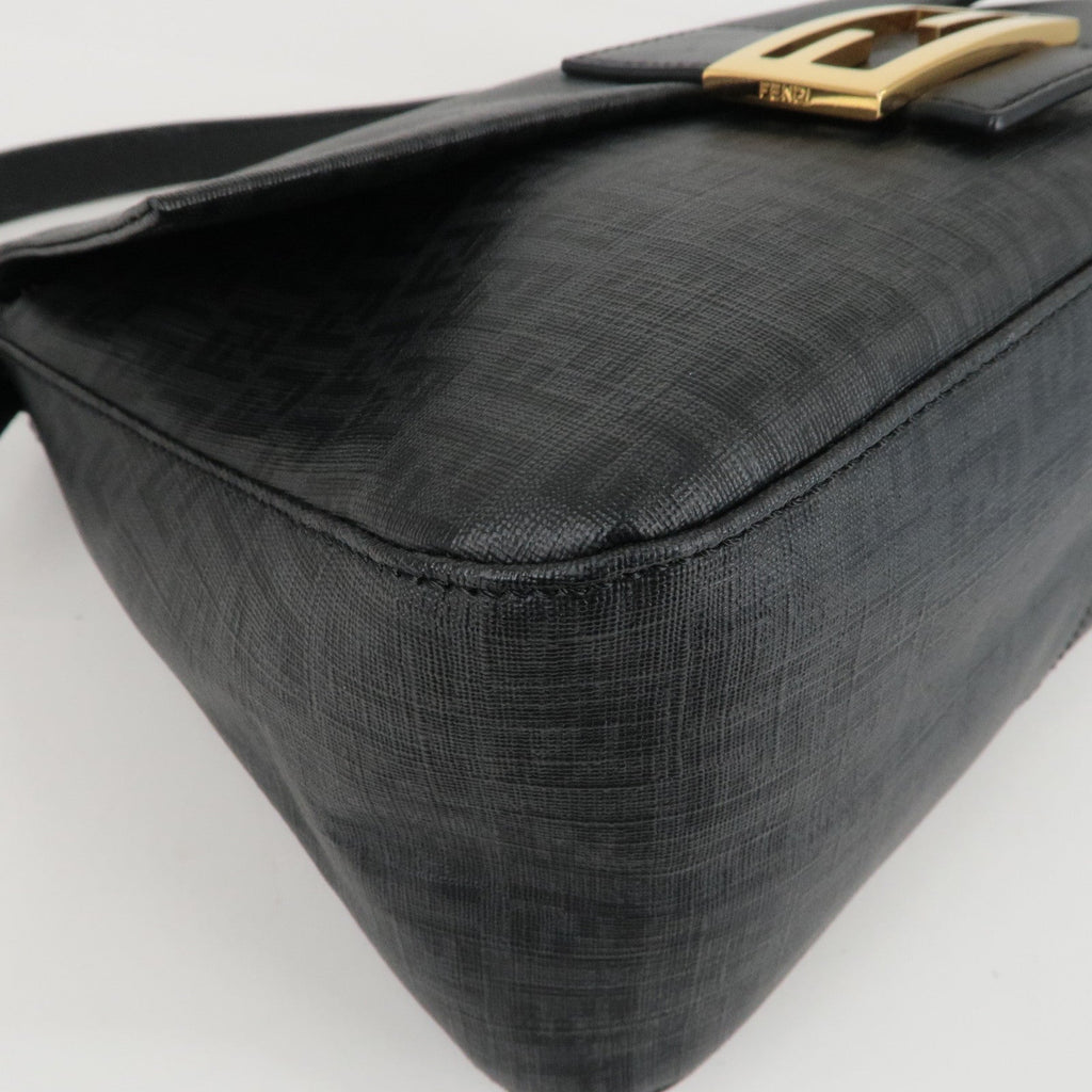 FENDI Zucchino Mamma Baguette PVC Leather Bag Black 8BR001
