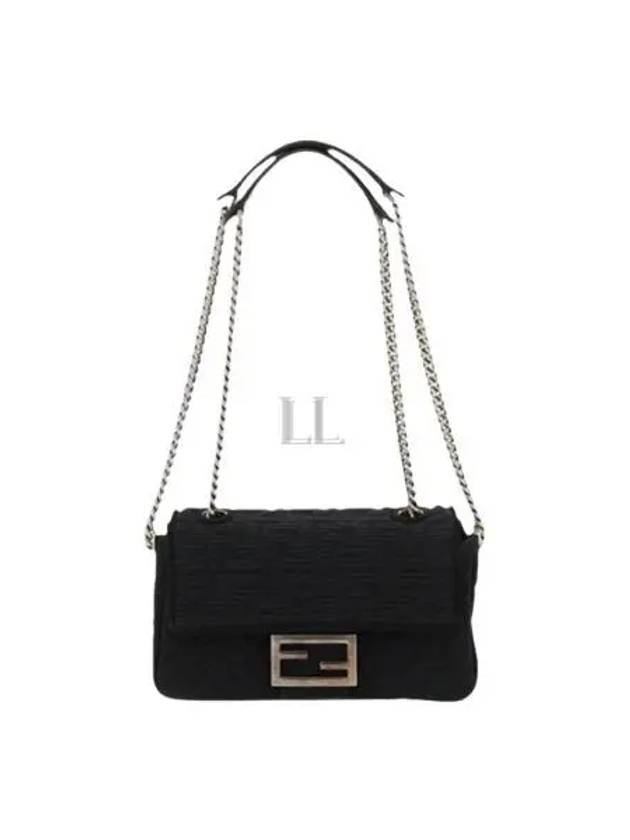 Fendi Baguette FF Fabric Chain Mini Bag Black