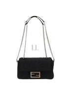 Fendi Baguette FF Fabric Chain Mini Bag Black