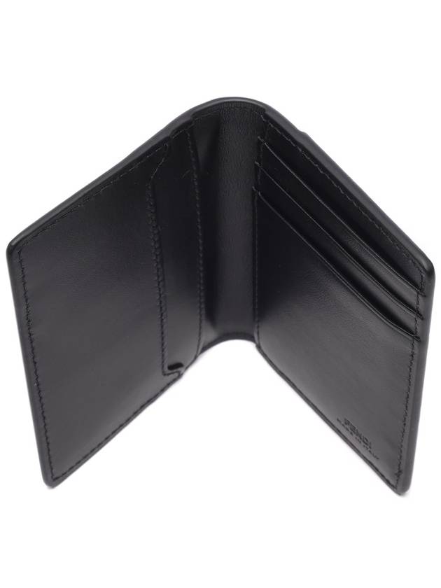 Fendi Men's Shadow Diagonal Leather Card Wallet Black