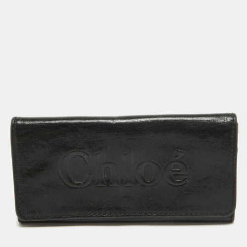 Chloe Black Leather Logo Continental Wallet