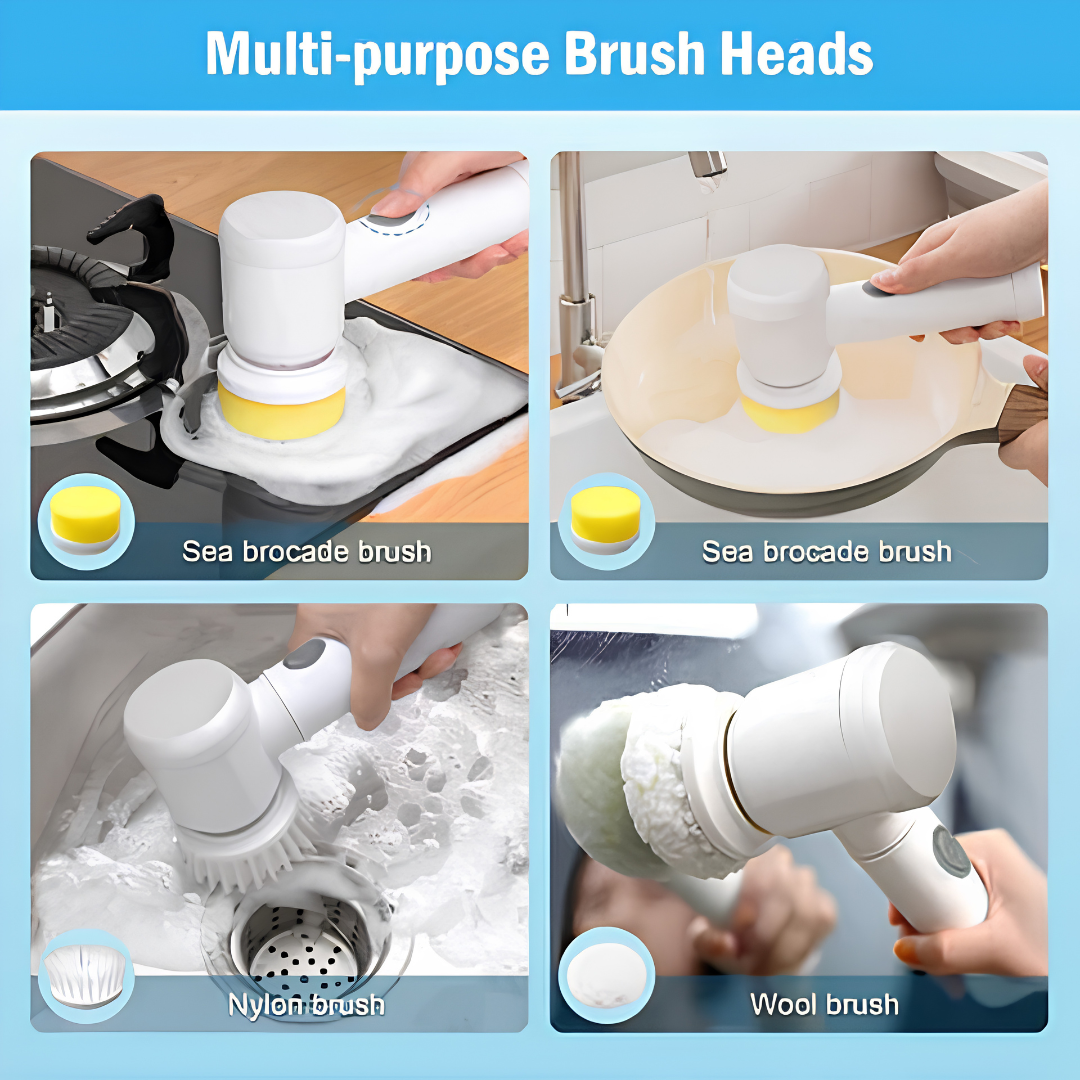 Waterproof 5-in-1 Rechargeable Electric Scrub Gun