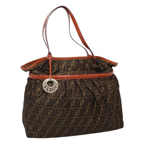 FENDI Zucca Canvas Shoulder Bag Brown Black110282