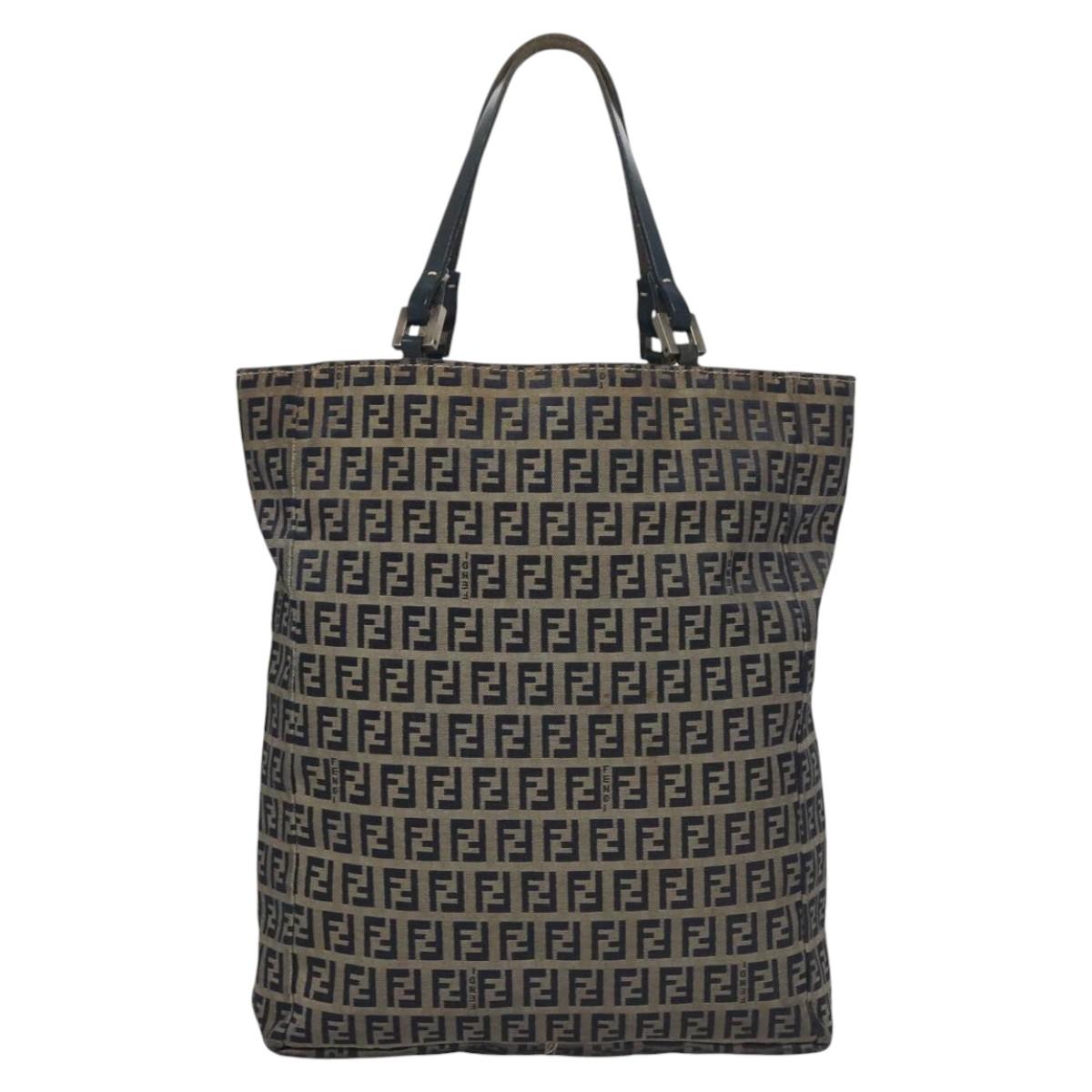 FENDI Zucchino Canvas Tote Bag Navy110364