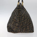 FENDI Zucca Canvas Hand Bag Brown Black gold110407
