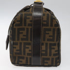 FENDI Zucca Canvas Vanity pouch Hand Bag Nylon Brown Black gold110437