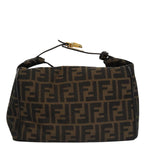 FENDI Zucca Canvas Vanity Pouch Nylon Brown Black gold110674