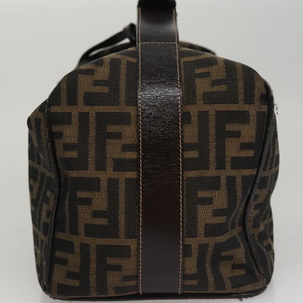 FENDI Zucca Canvas Vanity Pouch Nylon Brown Black gold110674