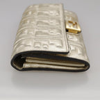 FENDI Zucca Canvas Long Wallet Leather Gold110760