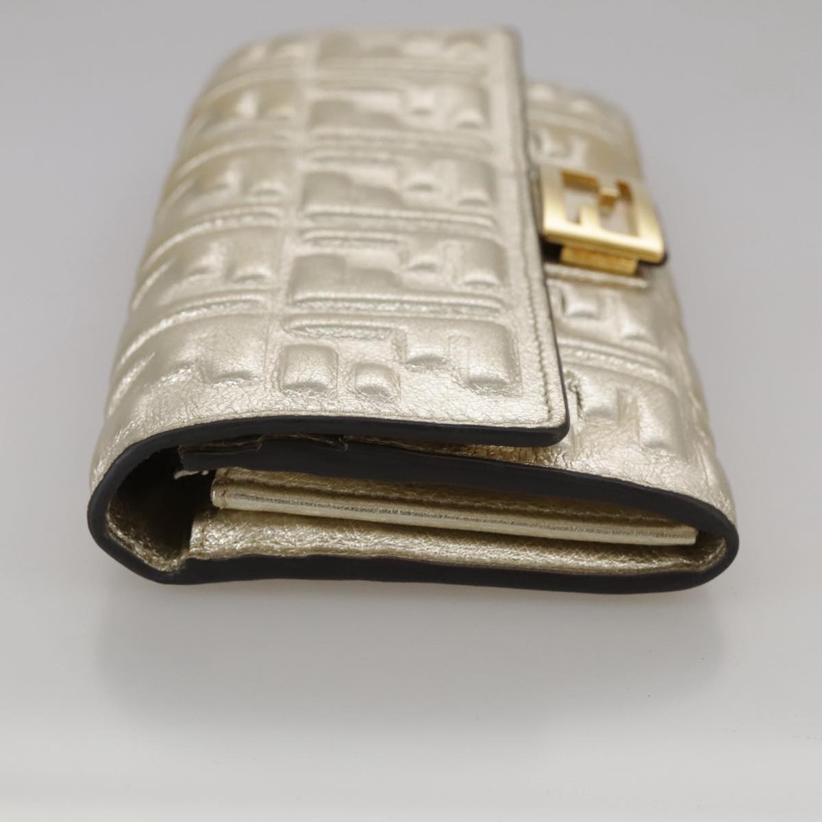 FENDI Zucca Canvas Long Wallet Leather Gold110760