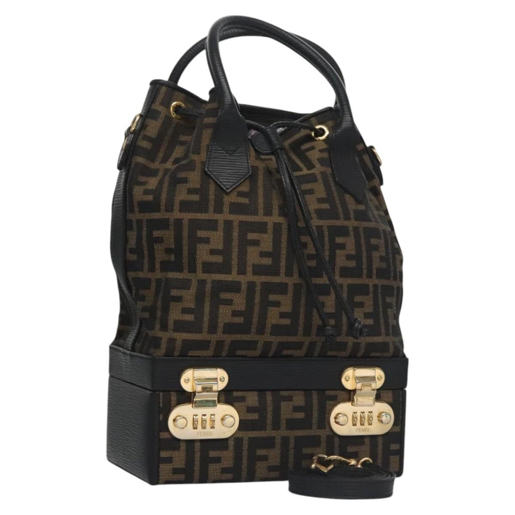 FENDI Zucca Canvas Hand Bag 2way Brown Black110819